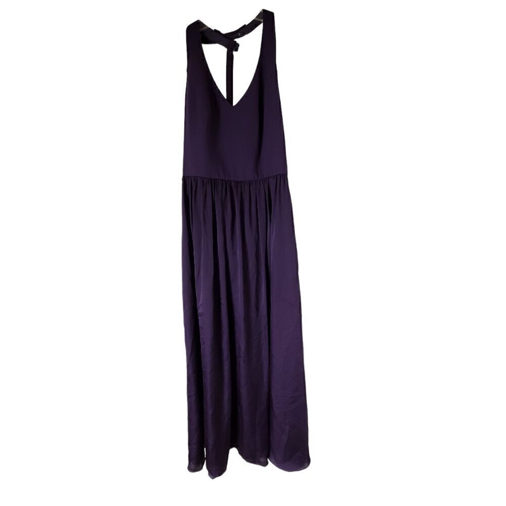 White by Vera Wang V-Neck Halter Gown Slit Charmeuse Skirt Fabric‎ 6 VW360214